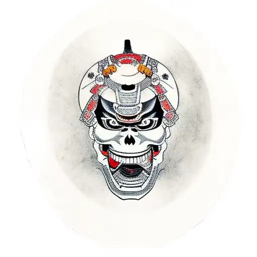 Japanese Samurai With A Skull Mask