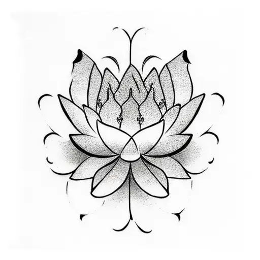 Red Ink Lotus Flowe With Black Quote Under