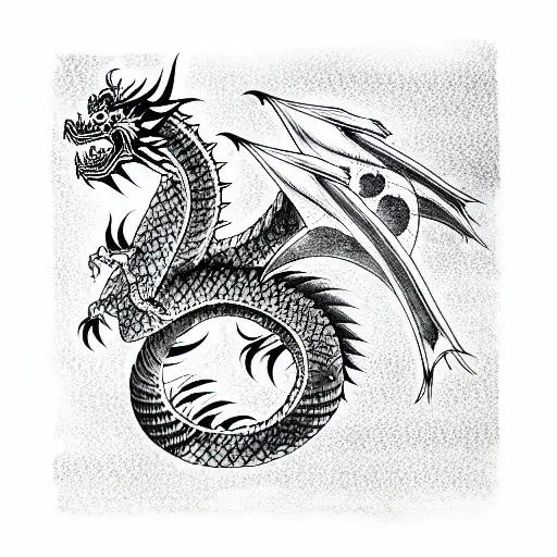 Black Dragon With Three