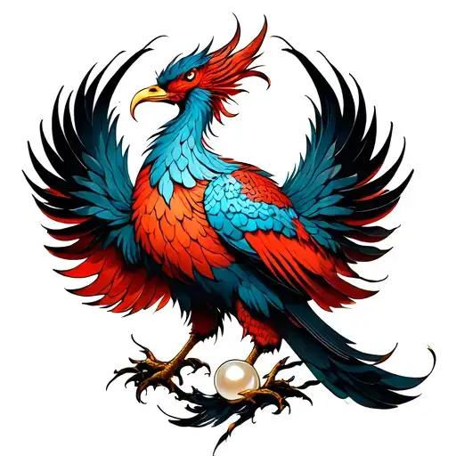 Phoenix Bird With A Pearl In Its Paw