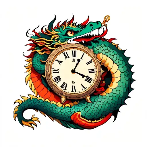 Dragon Hugging A Clock