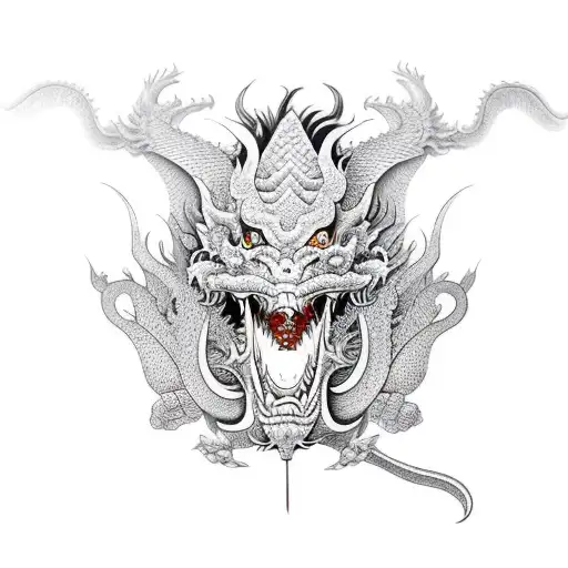 Dragon Holding A Hannya Mask