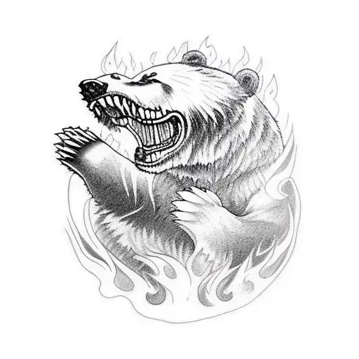Attacking Bear With Flames