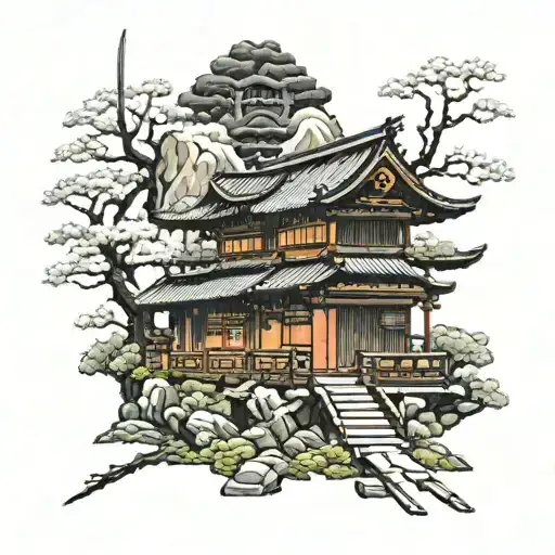 Japanese House With Samurai Sword