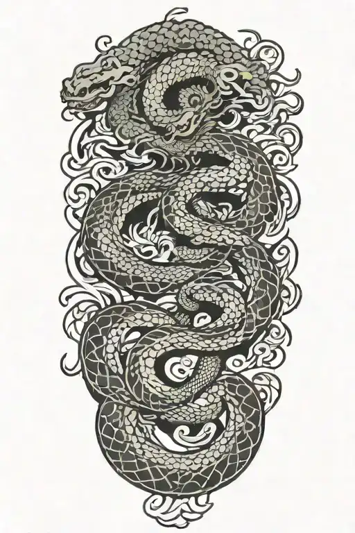 A Phenix And A Snake Fighting