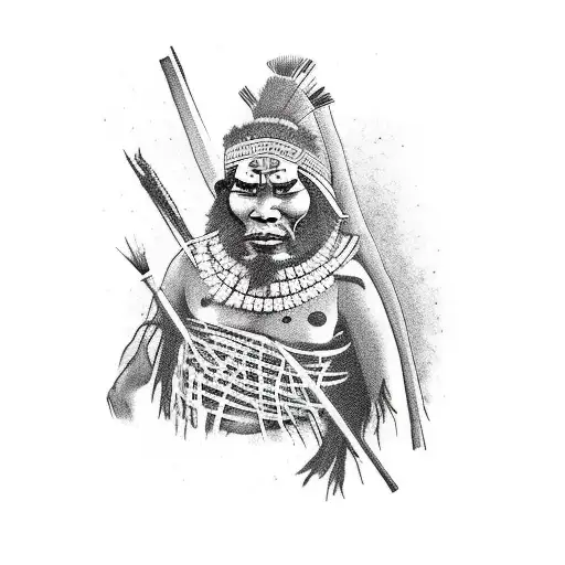 Tribal Man Hunting In A Marinjuana Feild