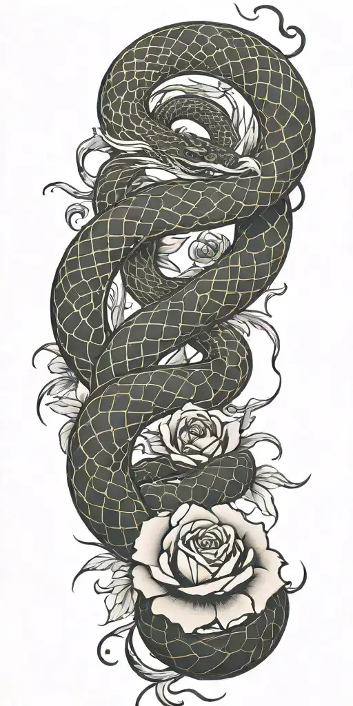 Phoenix Snake And Rose