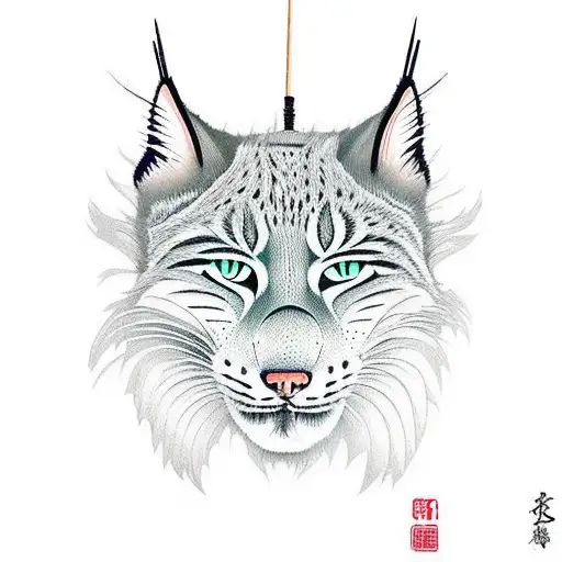 Lynx With A Japanese Ronin Mask And Smoke