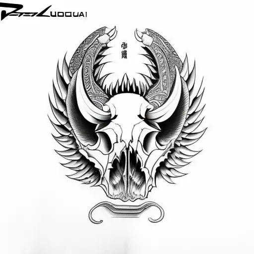 Hog Skull Side Profile With Large Angle Wings