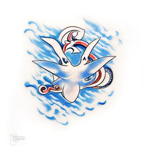 Pokemon Lugia With Blue Flower