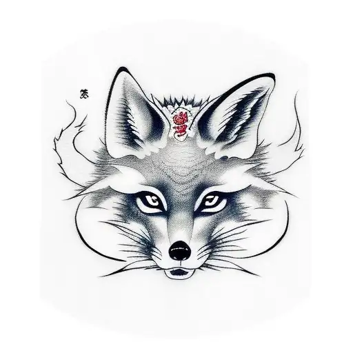 Kitsune Fox Lady With Dragon