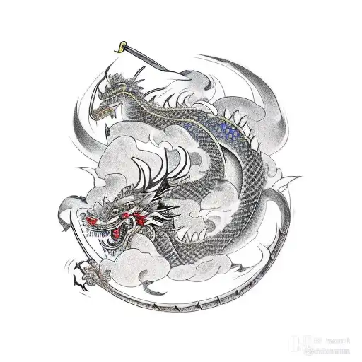 The Samurai Dragon Carrying A Sword