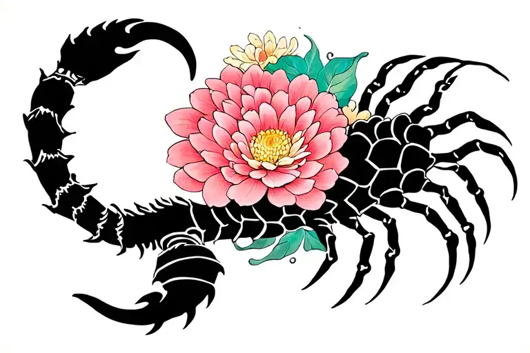 Scorpio And Chrysanthemum Flowers