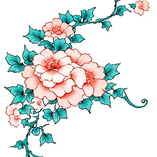 A Vine Of Flowers With A Curve