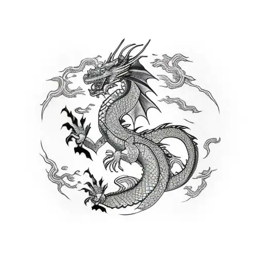 Dragon Sleeve With The Dragon Head Ending On Chest