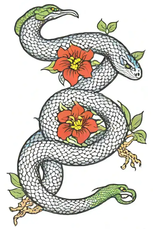 Diphylleia Grayi And Snake And Korean Flag