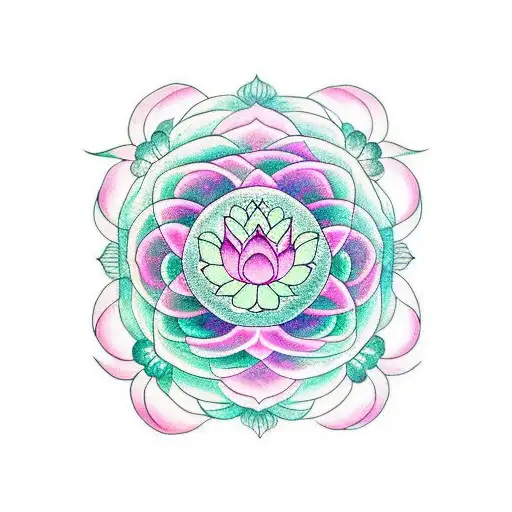 Pink Lotus With Flower Of Life