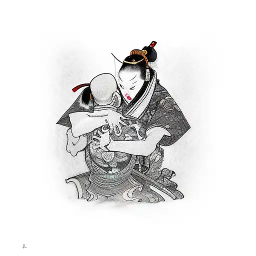 A Warrior Embracing Their Grandson In A Tender Moment