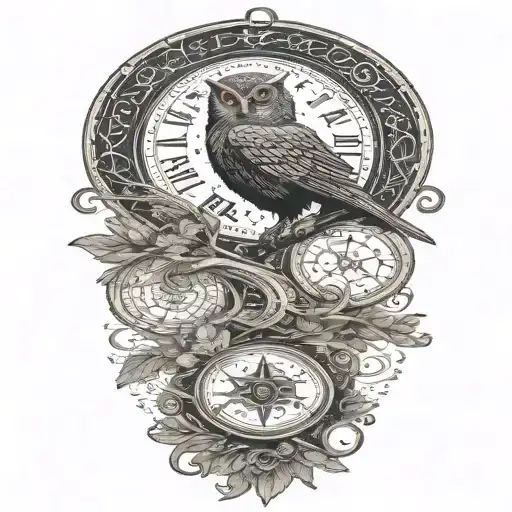 Cosmic Owl With Moons And Stars