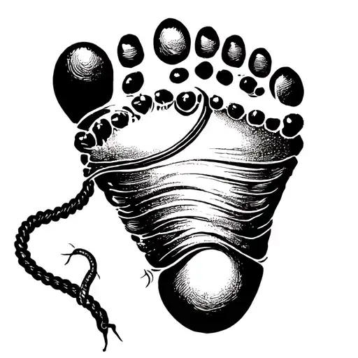 Baby Foot Print With Umbilical Cord Attached