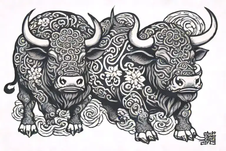 Twin Japanese Ox Zodiac