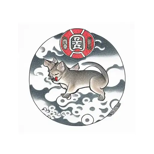 Japanese Food Dog With Japanese Clouds