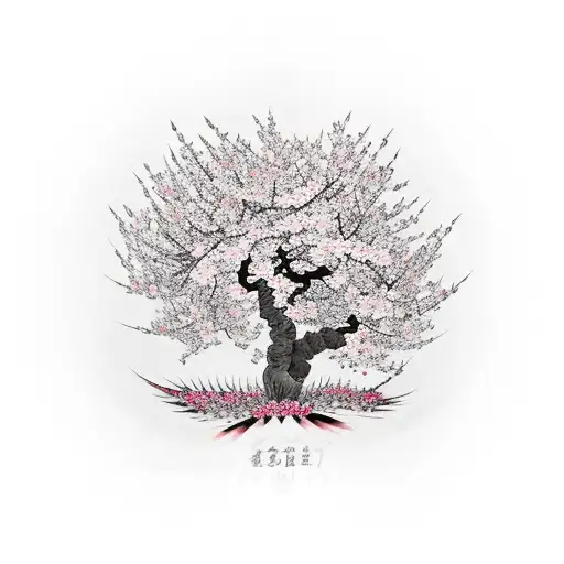 Cherry Blossom Tree With Blooming Flowers