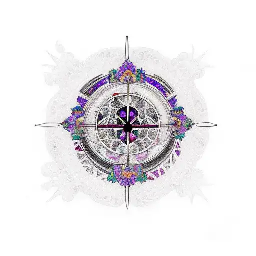 Gothic Cathedral With Purple Stained Glass Windows