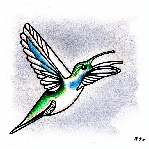 A Hummingbird With An Envelope In It's Beak