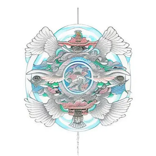 Phenoix With Wings Surounding And Swirling It's Body Like A Circle