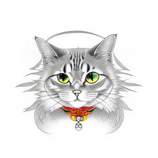 A Goth-style Cat With Manga Elements