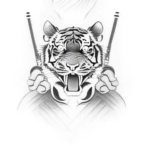 Tiger Holding Light Saber