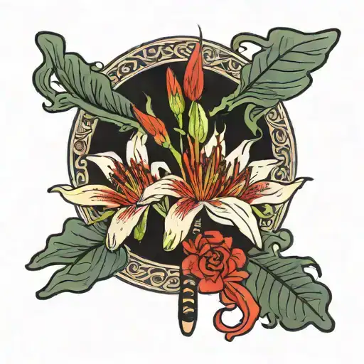 Samurai Sword Red Spider Lily Flower