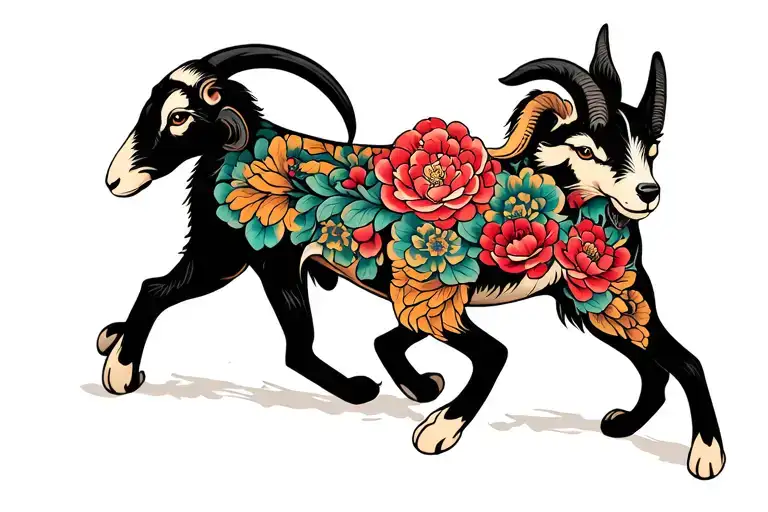 Shoulder Tattoo Goat And Dog Intertwined