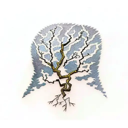 Kintsugi-inspired Tattoo Featuring A Willow Tree And Gold Mended Cracks