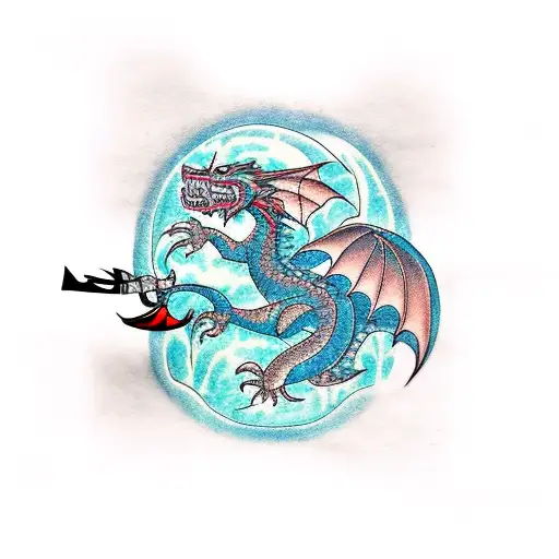 Collage Of Favorite Things With A Dragon And Hunting Weapons