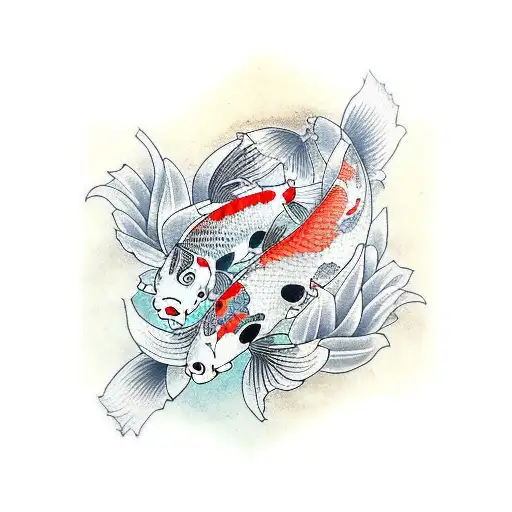 Koi Fish Flower Tail