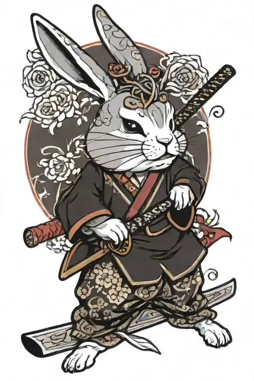 Yakuza Bunny Holding A Katana And A Chopped Off Head