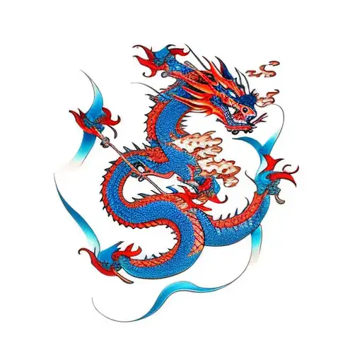 Dragon At The Top Of A Waterfall