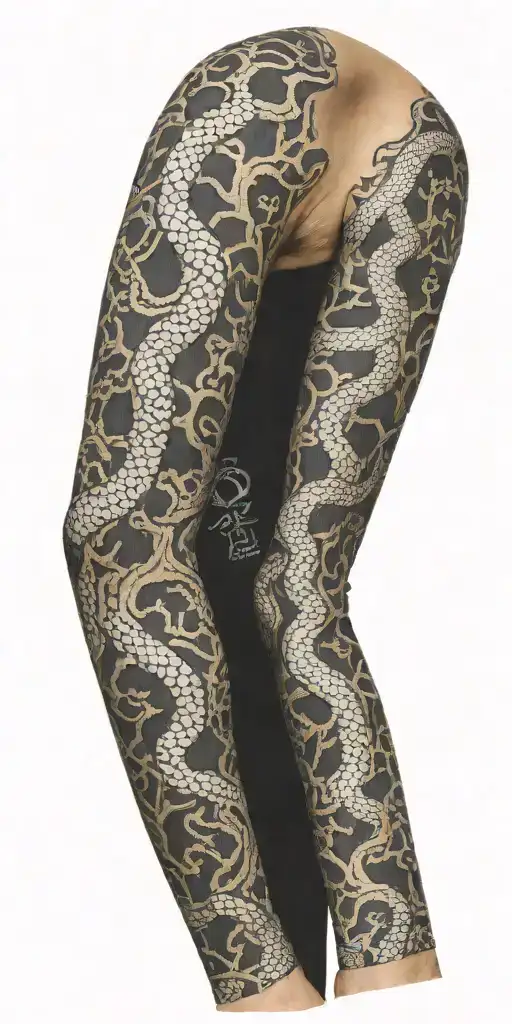 Tree Bark Arm Sleeve With Snake