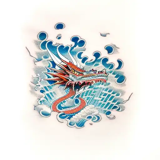 Dragon At The Top Of A Waterfall