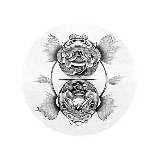 Skeleton Of A Koi Fish In A Ying And Yang Symbol