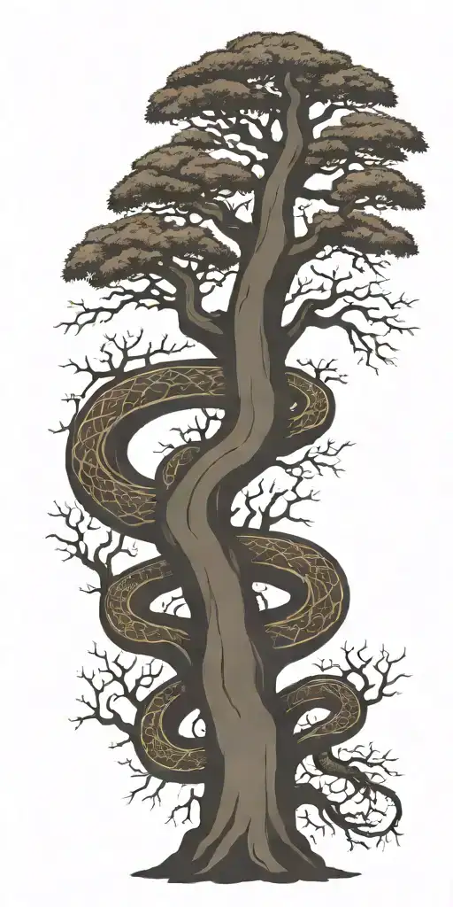 Dead Tree With Cobra Wrapping Around It