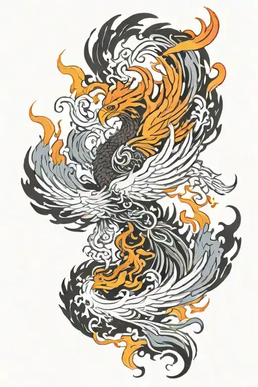 Flaming Phoenix Rising From The Ashes