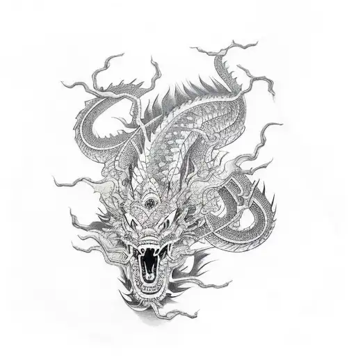 An Asian Dragon With Ringed Eyes