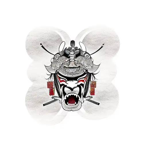 Person Holding A Half Broken Samurai Mask