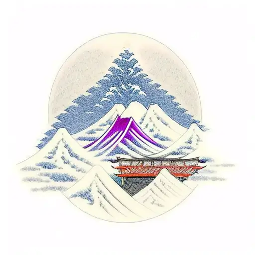 Mountain Fuji And Torii Gate And The Great