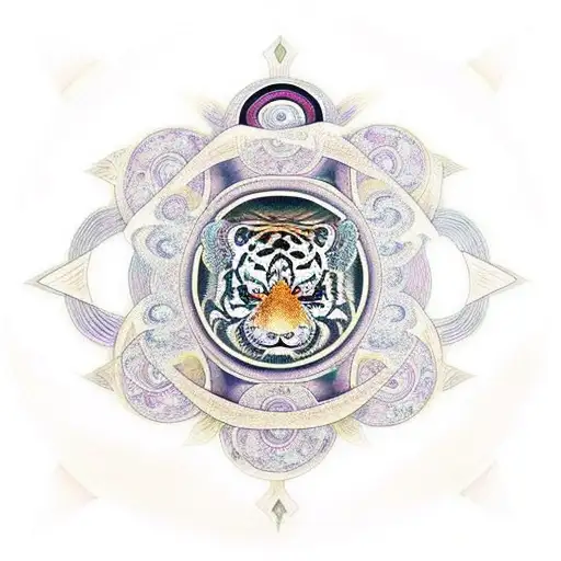 Infinity Symbol With A Tiger Eye In The Left Circle And A Dragon Eye In The Right Circle