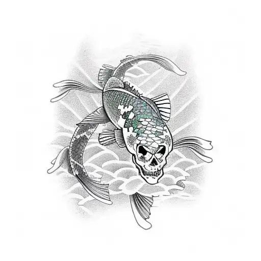 Skeleton Of Koi Fish Ting And Yang