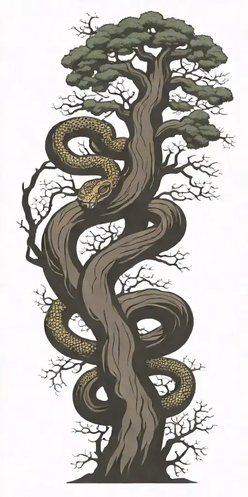 Dead Tree With Cobra Wrapping Around It